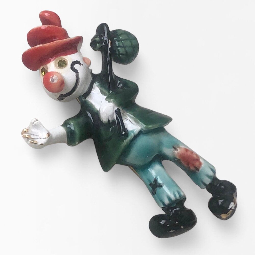 Vintage Har Enamel Clown Brooch